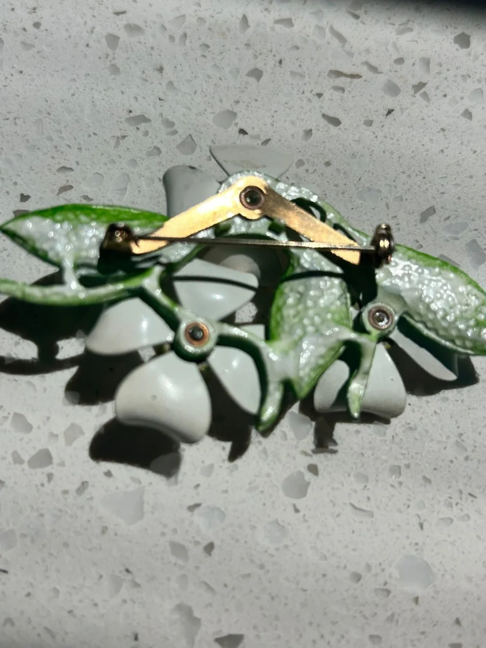 Vintage Dogwood Flower Brooch Enamel Mid Century Modern MCM